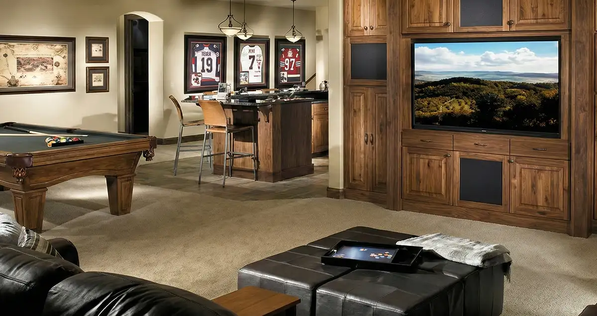 finished basement remodeling project transforming a basement into a comfortable living space in Orlando, FL