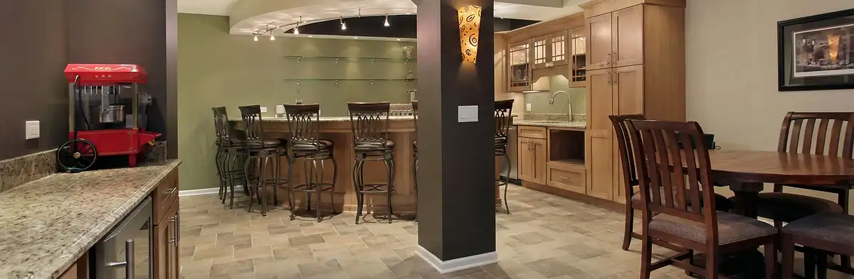 modern basement remodeling with custom finishes and open layout in a home in Orlando, FL