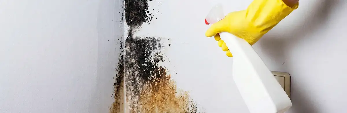 visible mold growth on an interior wall being treated during mold removal service in Orlando, FL